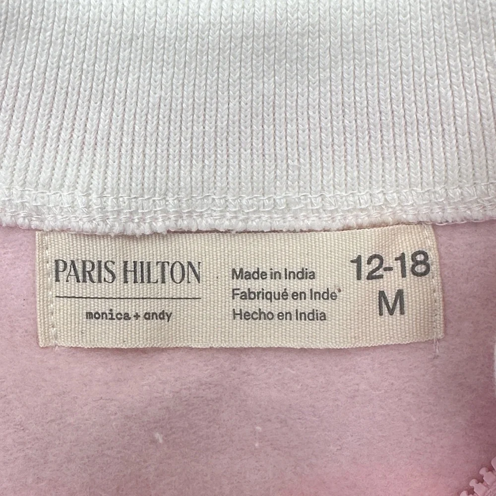 Paris Hilton Infant Girls Organic Cotton Pink Track Jacket Size 12M Ruffle NWT